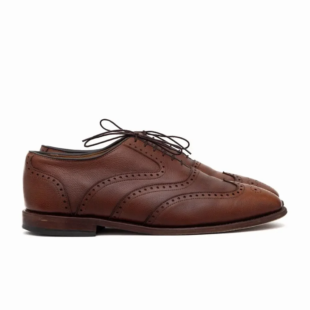 $395 Allen Edmonds McClain Brown Pebbled Leather Wingtip Oxford Shoes US10 EEE